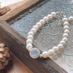 Aquamarine pearl bracelet