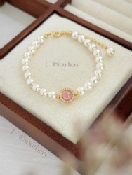 Occasional collection of pink chalcedony pearl bracelets